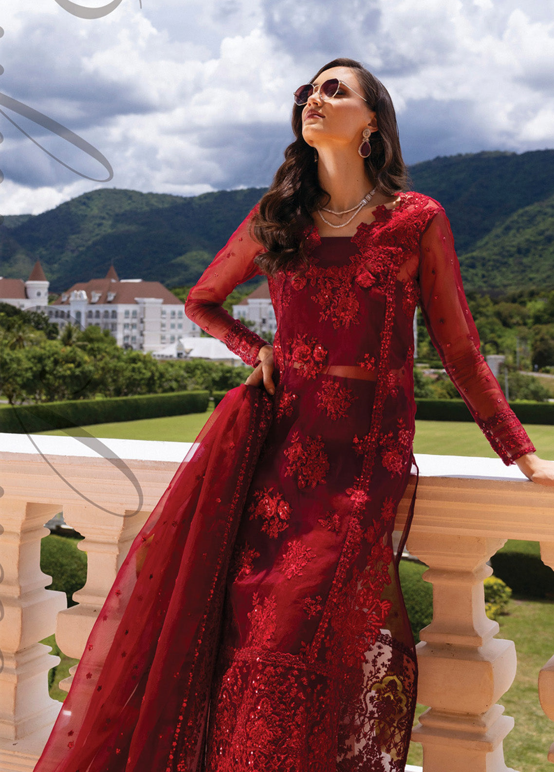 Zainab Chottani Embroidered Organza Suits Unstitched 3 Piece - ZC24WF 09 RUBY LUXE Zainab Chottani Embroidered Organza Suits Unstitched 3 Piece - ZC24WF 09 RUBY LUXE