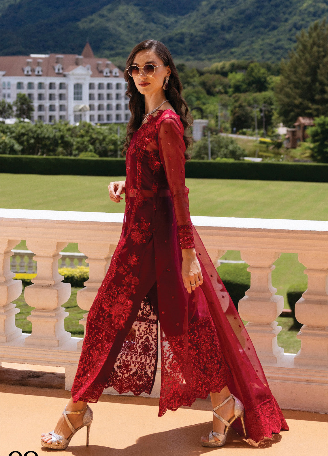 Zainab Chottani Embroidered Organza Suits Unstitched 3 Piece - ZC24WF 09 RUBY LUXE Zainab Chottani Embroidered Organza Suits Unstitched 3 Piece - ZC24WF 09 RUBY LUXE