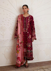 Zan By Hussain Rehar Embroidered Lawn 3 Piece Unstitched Suit HR26ZSS D-KESTANE