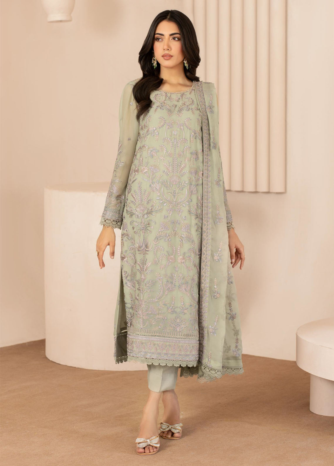 Zarif Embroidered Chiffon Suits Unstitched 3 Piece - ZF24TW ZL 04 AFSA Zarif Embroidered Chiffon Suits Unstitched 3 Piece - ZF24TW ZL 04 AFSA