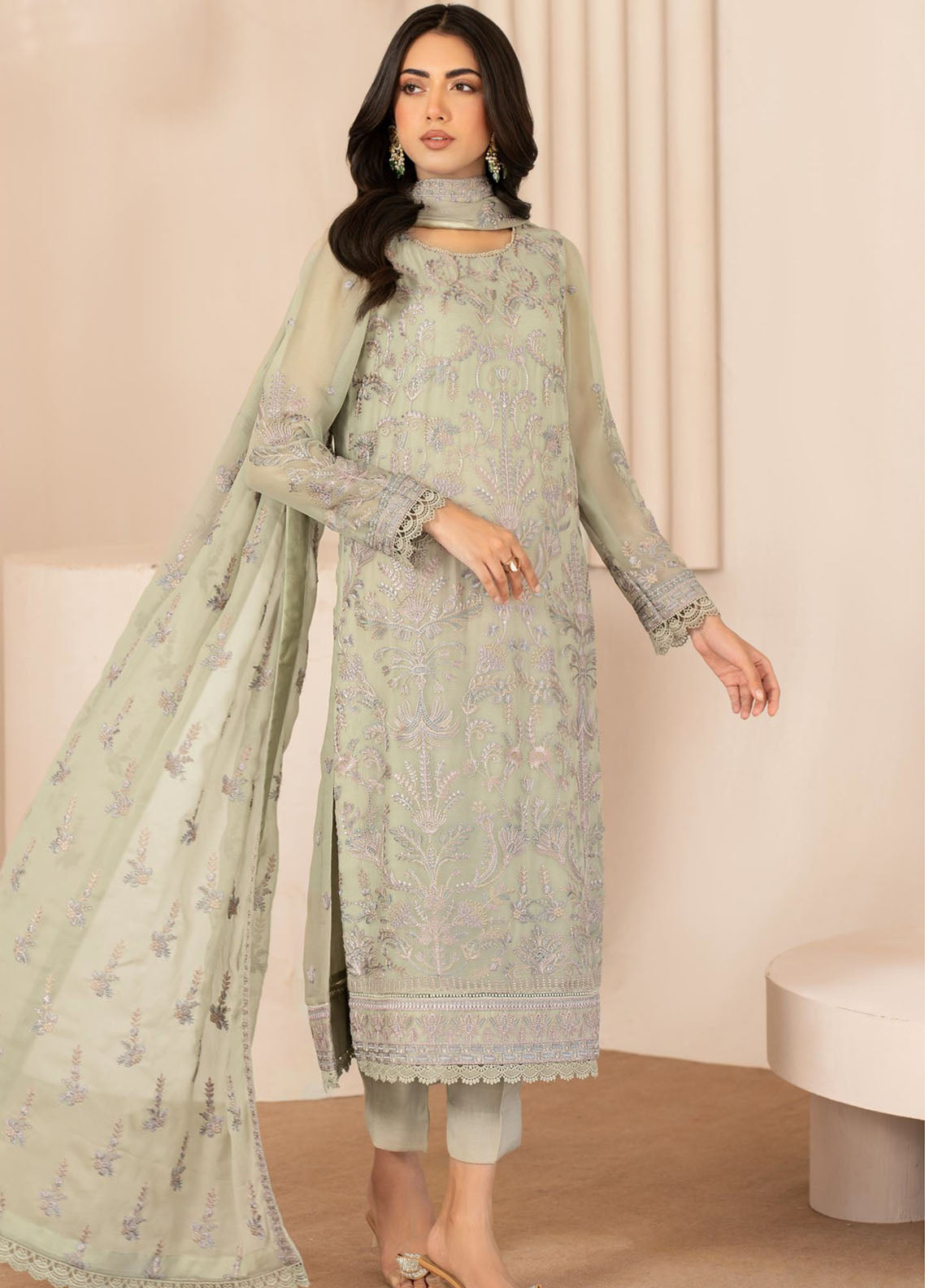 Zarif Embroidered Chiffon Suits Unstitched 3 Piece - ZF24TW ZL 04 AFSA Zarif Embroidered Chiffon Suits Unstitched 3 Piece - ZF24TW ZL 04 AFSA