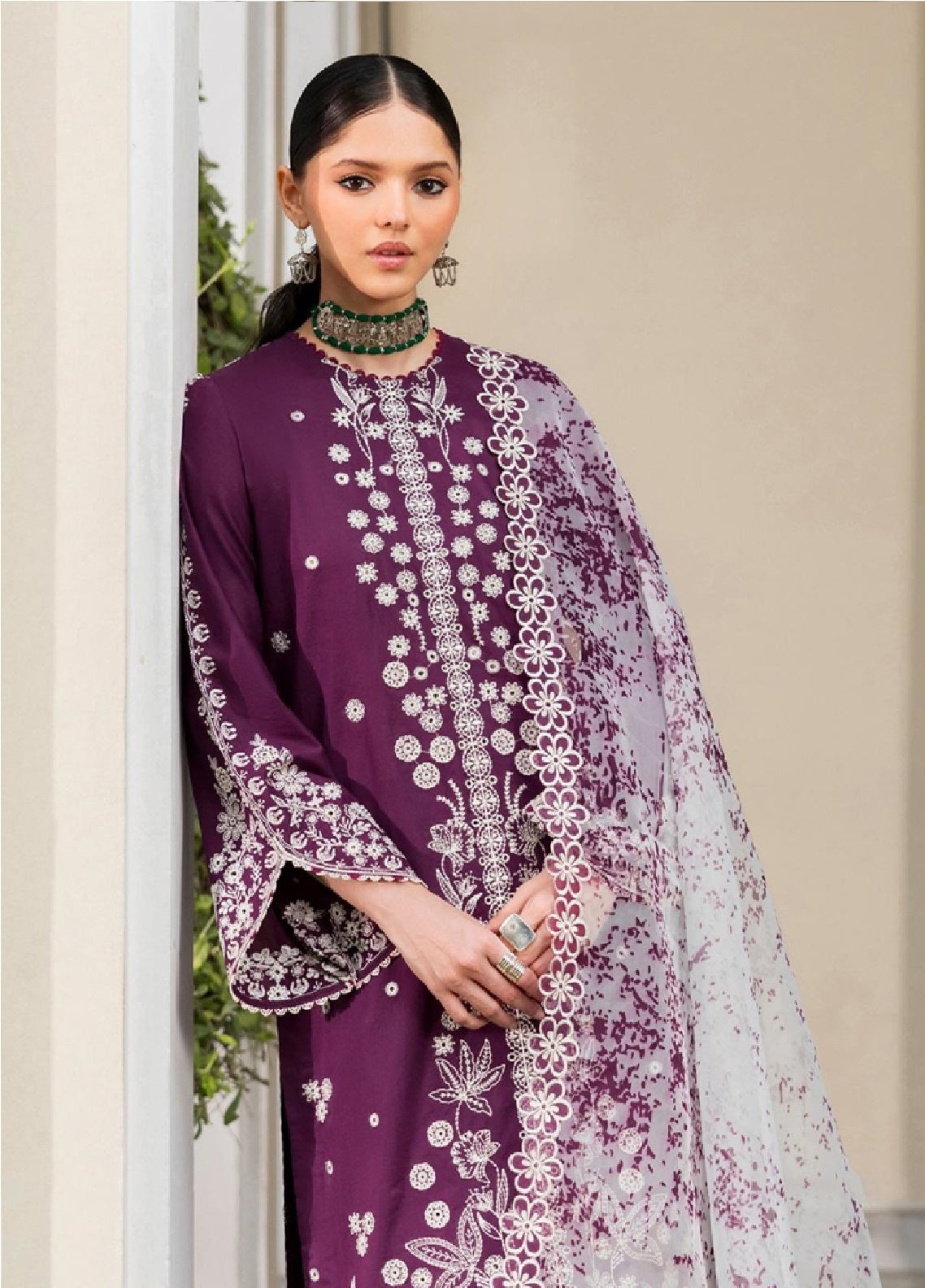 Zarif Embroidered Lawn 3 Piece Unstitched Suit ZF26SL D-08 KOYA Zarif Embroidered Lawn 3 Piece Unstitched Suit ZF26SL D-08 KOYA