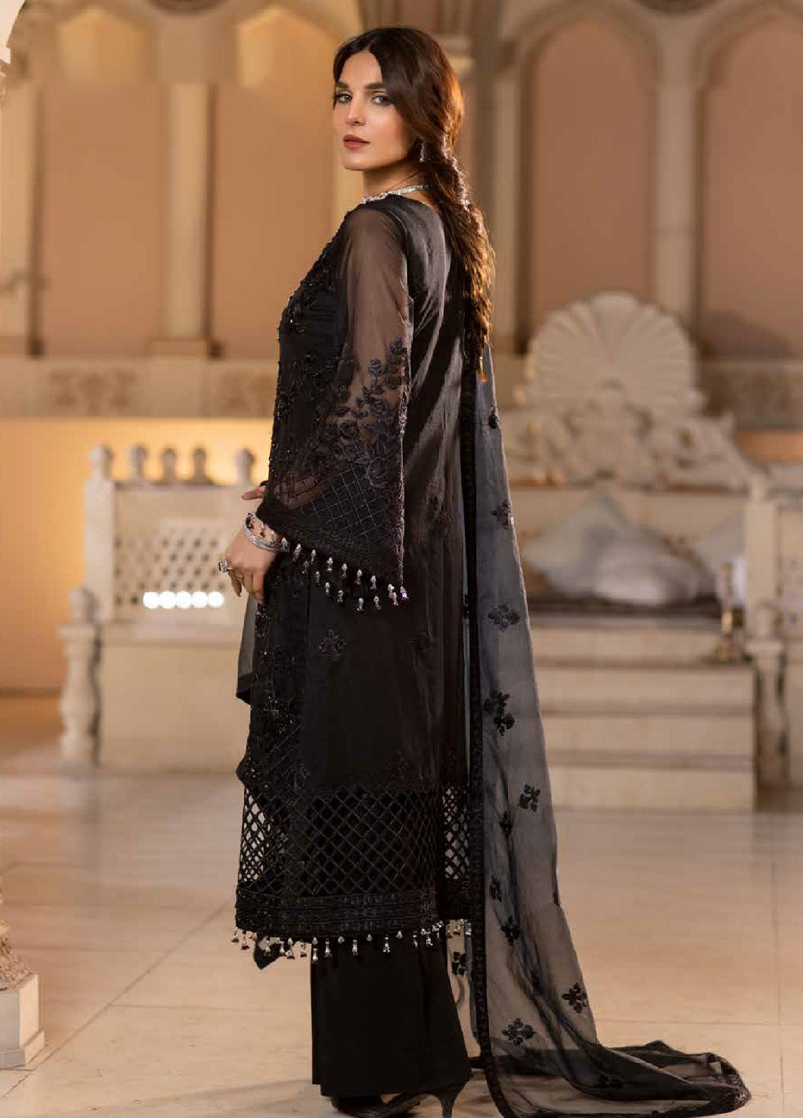 Zarsha By Fashion City Luxury Chiffon Unstitched 3 Piece Suit - FC24Z LCZ-308 CHARCOAL BLACK Zarsha By Fashion City Luxury Chiffon Unstitched 3 Piece Suit - FC24Z LCZ-308 CHARCOAL BLACK