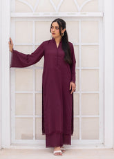 Zauk Solid Coords Plain Jorjet 2 Piece Stitched Shirt Trouser ZK26SJ D-01 BURGANDY