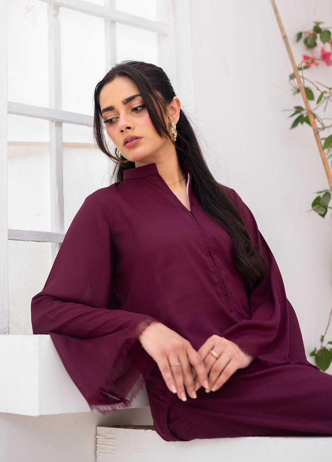 Zauk Solid Coords Plain Jorjet 2 Piece Stitched Shirt Trouser ZK26SJ D-01 BURGANDY Zauk Solid Coords Plain Jorjet 2 Piece Stitched Shirt Trouser ZK26SJ D-01 BURGANDY