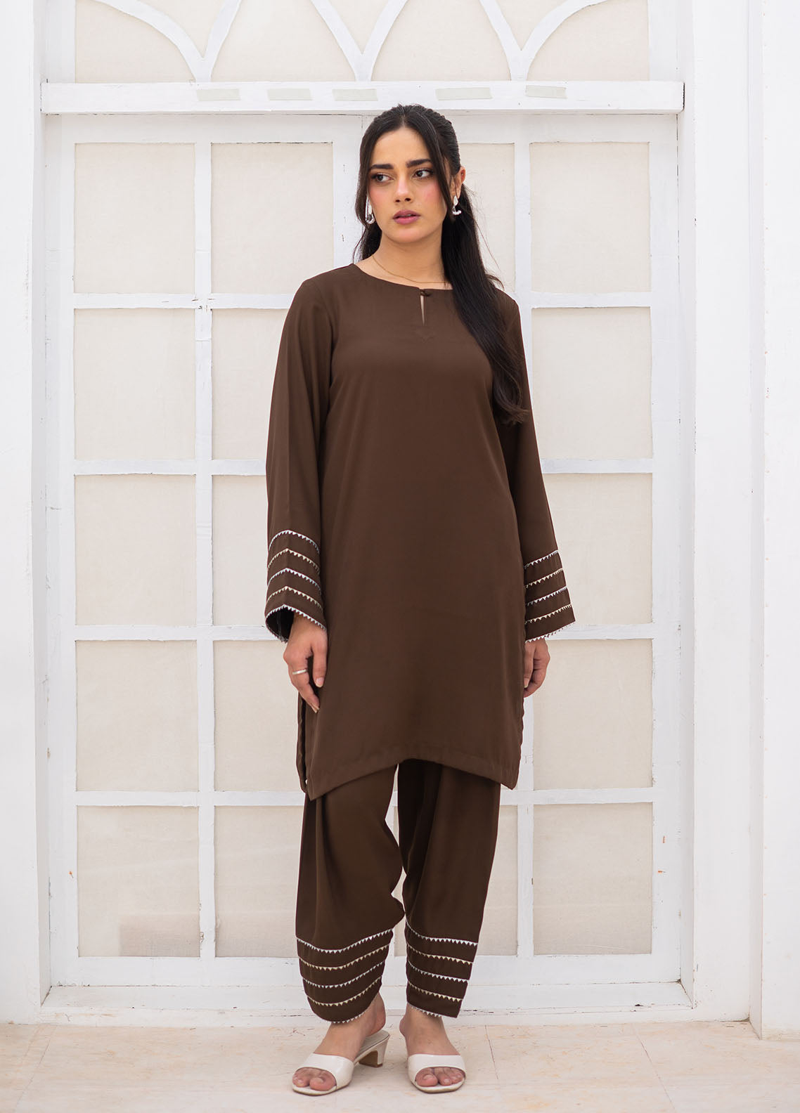 Zauk Solid Coords Plain Jorjet 2 Piece Stitched Shirt Trouser ZK26SJ D-02 BROWN Zauk Solid Coords Plain Jorjet 2 Piece Stitched Shirt Trouser ZK26SJ D-02 BROWN