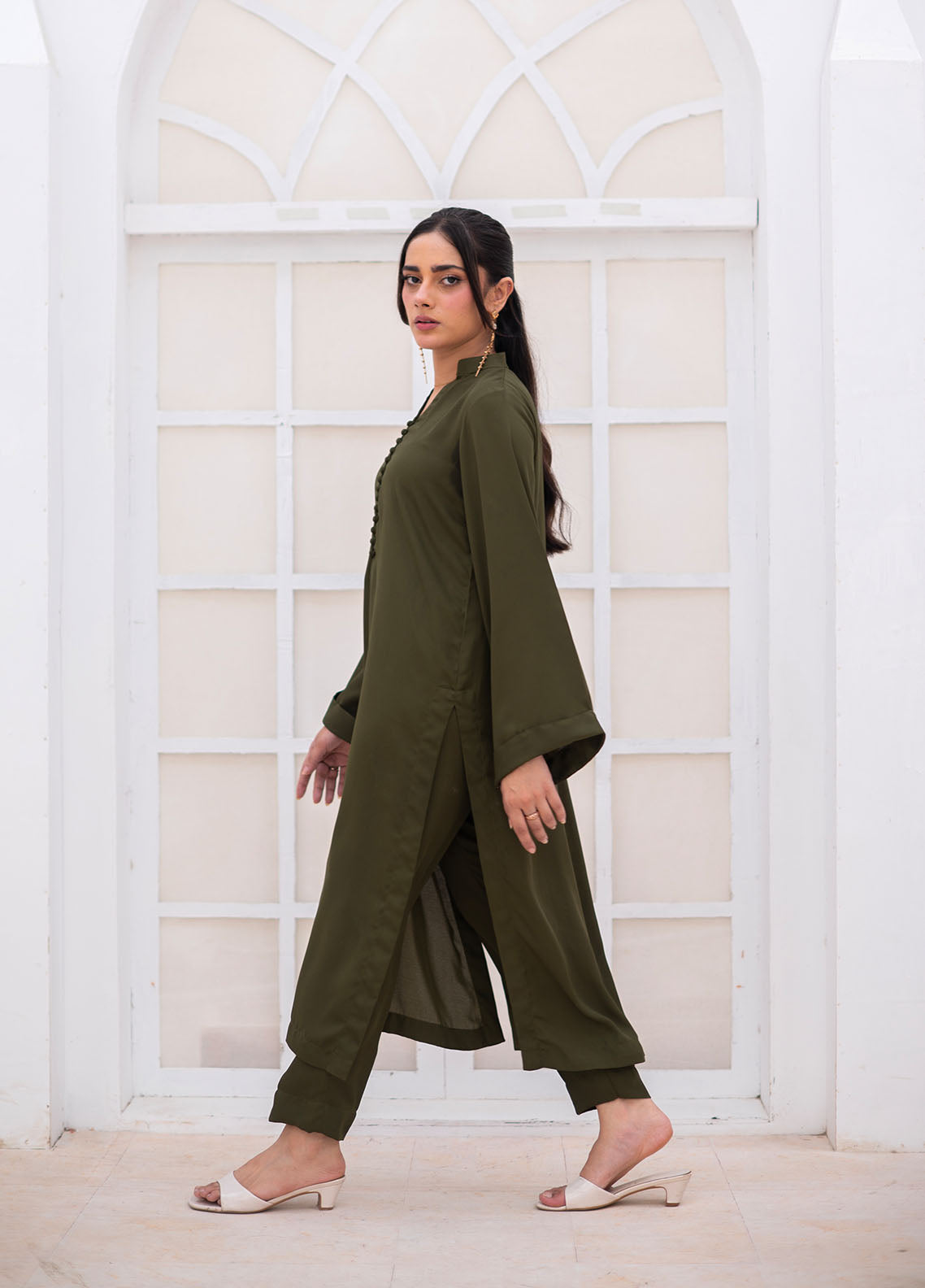 Zauk Solid Coords Plain Jorjet 2 Piece Stitched Shirt Trouser ZK26SJ D-05 OLIVE GREEN Zauk Solid Coords Plain Jorjet 2 Piece Stitched Shirt Trouser ZK26SJ D-05 OLIVE GREEN