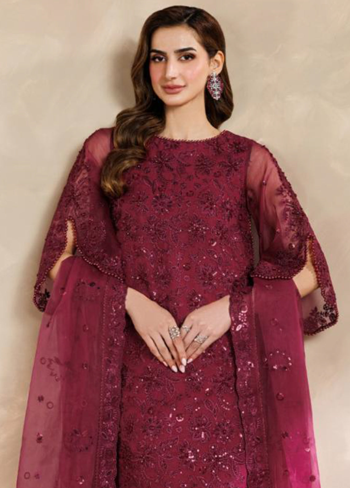Zayrah By Zarif Formals Embroidered Organza 3 Piece Unstitched Suit ZF26ZF D-ZYR-01 SURKH Zayrah By Zarif Formals Embroidered Organza 3 Piece Unstitched Suit ZF26ZF D-ZYR-01 SURKH
