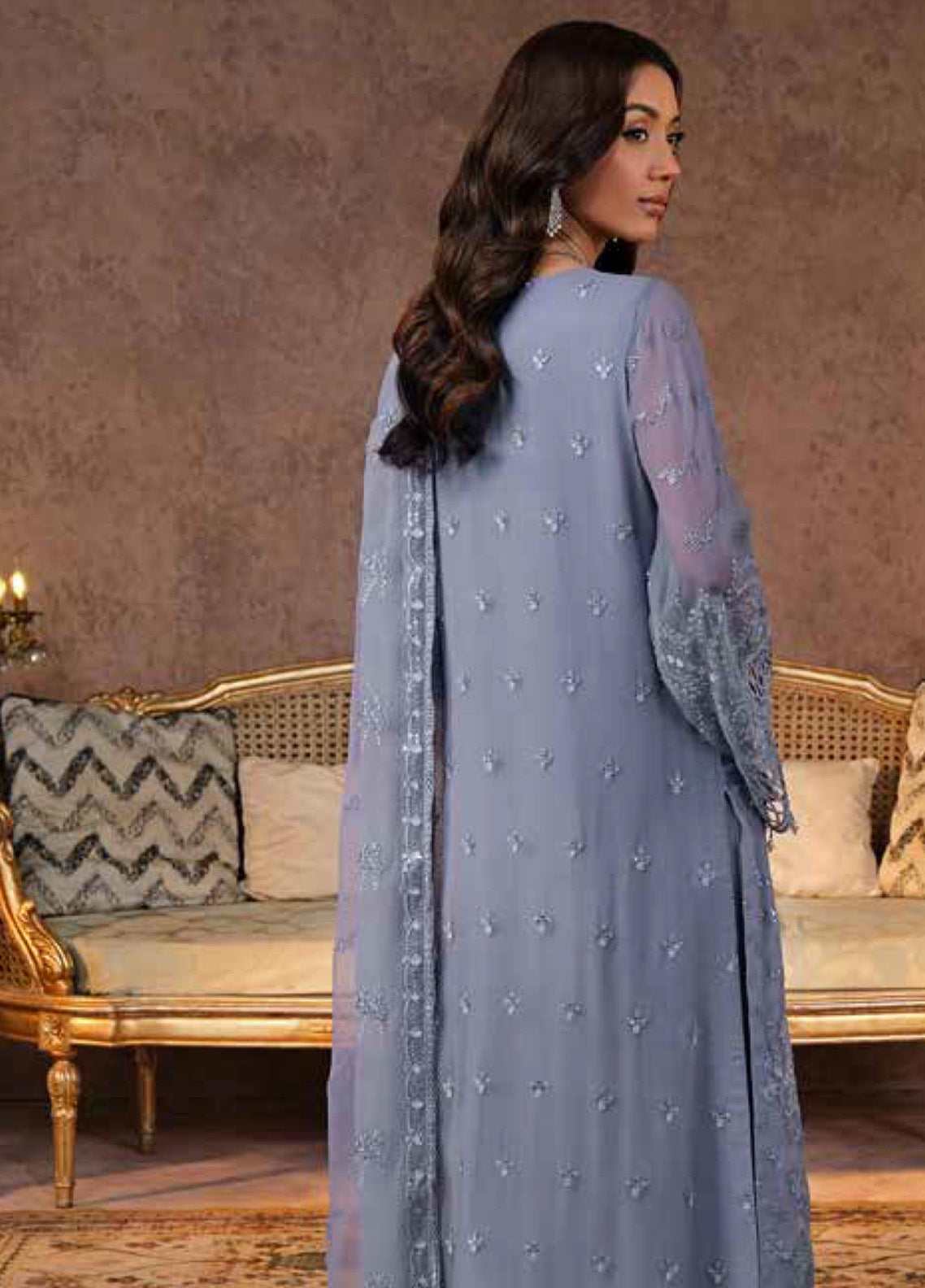 Zebaish by Lavish Premium Embroidered Chiffon Suits Unstitched 3 Piece - LP24ZC 01 PERIWINKLE Zebaish by Lavish Premium Embroidered Chiffon Suits Unstitched 3 Piece - LP24ZC 01 PERIWINKLE
