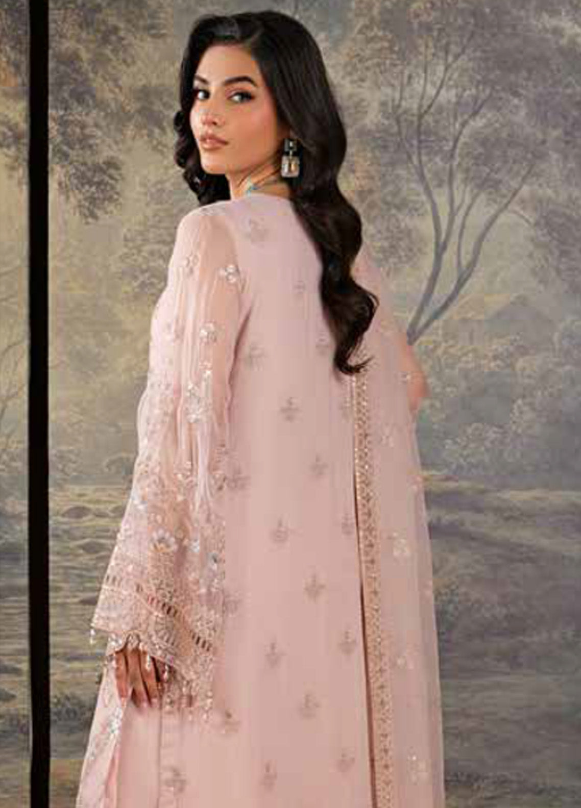 Zebaish by Lavish Premium Embroidered Chiffon Suits Unstitched 3 Piece - LP24ZC 02 LINEN Zebaish by Lavish Premium Embroidered Chiffon Suits Unstitched 3 Piece - LP24ZC 02 LINEN