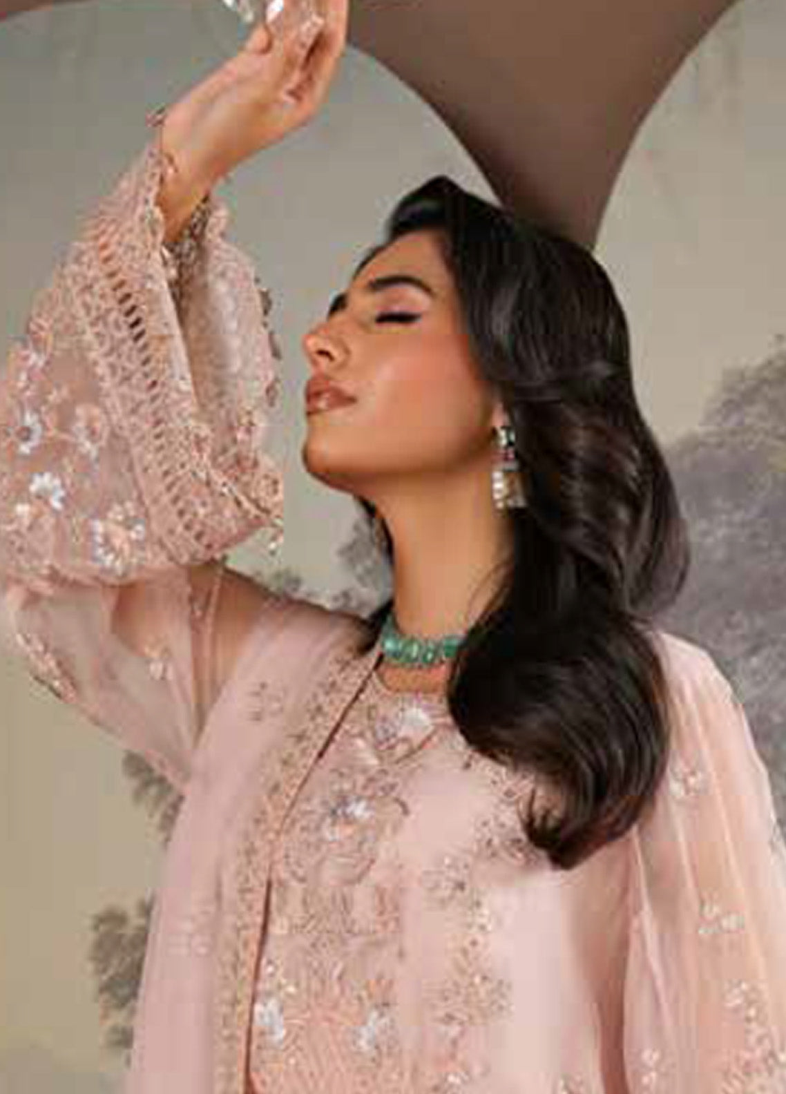 Zebaish by Lavish Premium Embroidered Chiffon Suits Unstitched 3 Piece - LP24ZC 02 LINEN Zebaish by Lavish Premium Embroidered Chiffon Suits Unstitched 3 Piece - LP24ZC 02 LINEN