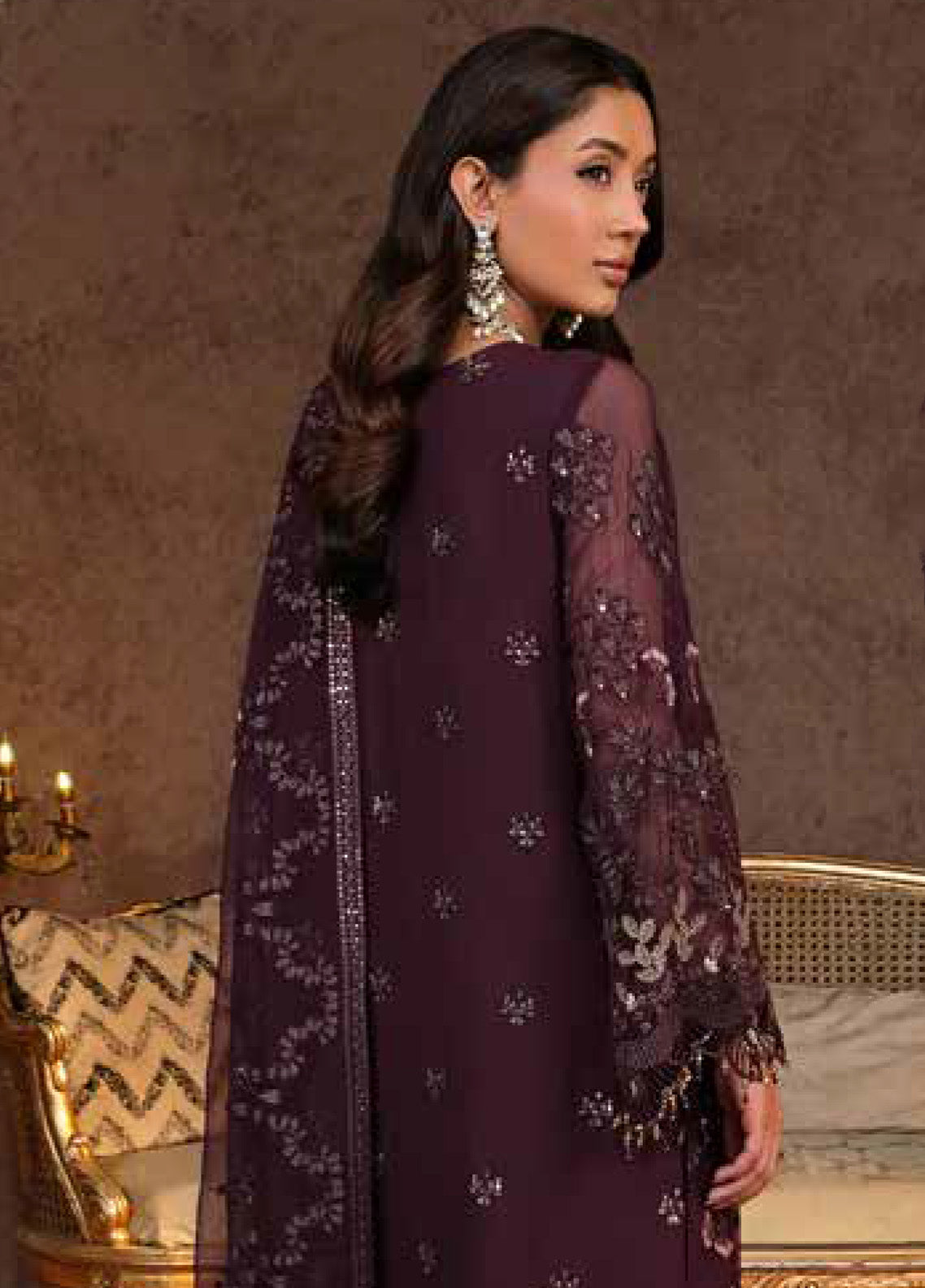 Zebaish by Lavish Premium Embroidered Chiffon Suits Unstitched 3 Piece - LP24ZC 03 SANGRIA Zebaish by Lavish Premium Embroidered Chiffon Suits Unstitched 3 Piece - LP24ZC 03 SANGRIA