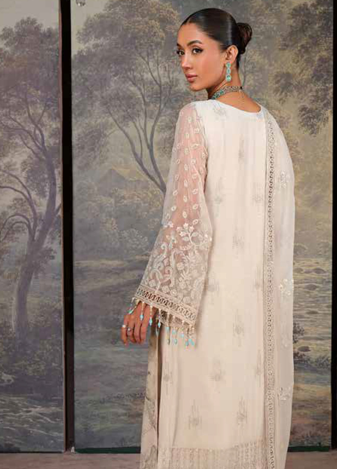 Zebaish by Lavish Premium Embroidered Chiffon Suits Unstitched 3 Piece - LP24ZC 05 HONEY DEW Zebaish by Lavish Premium Embroidered Chiffon Suits Unstitched 3 Piece - LP24ZC 05 HONEY DEW