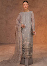 Zebaish by Lavish Premium Embroidered Chiffon Suits Unstitched 3 Piece - LP24ZC 07 FOSSIL