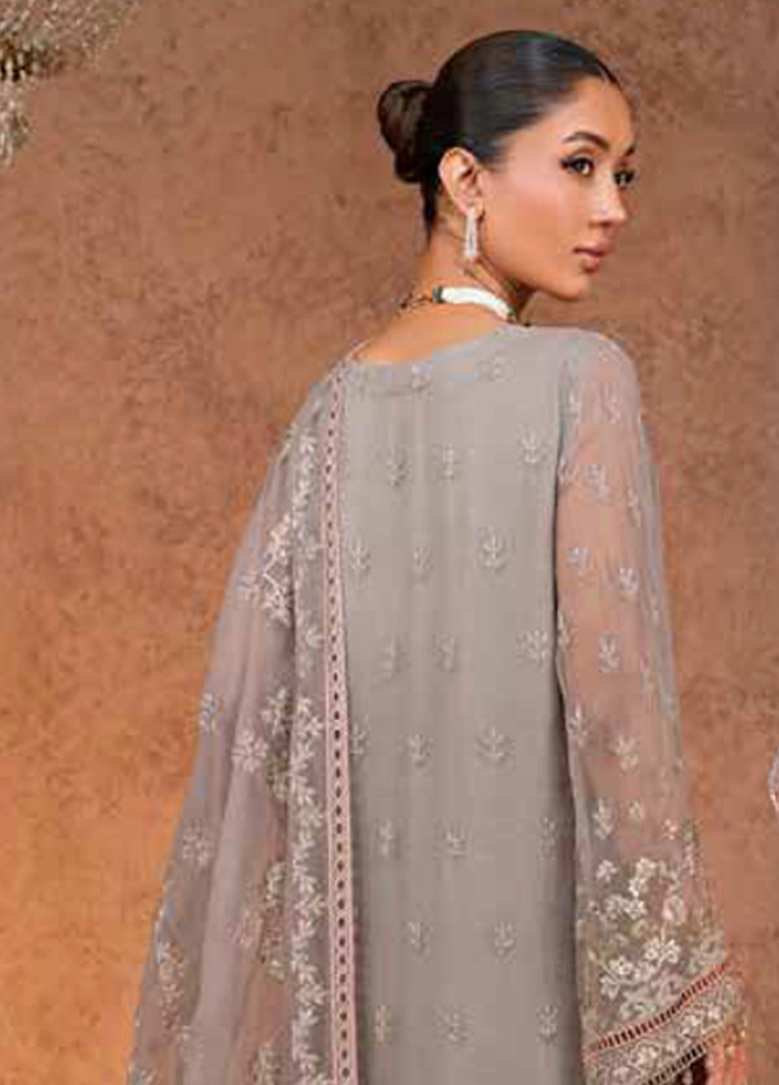 Zebaish by Lavish Premium Embroidered Chiffon Suits Unstitched 3 Piece - LP24ZC 07 FOSSIL Zebaish by Lavish Premium Embroidered Chiffon Suits Unstitched 3 Piece - LP24ZC 07 FOSSIL