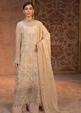 Zebaish by Lavish Premium Embroidered Chiffon Suits Unstitched 3 Piece - LP24ZC 08 BEIGE