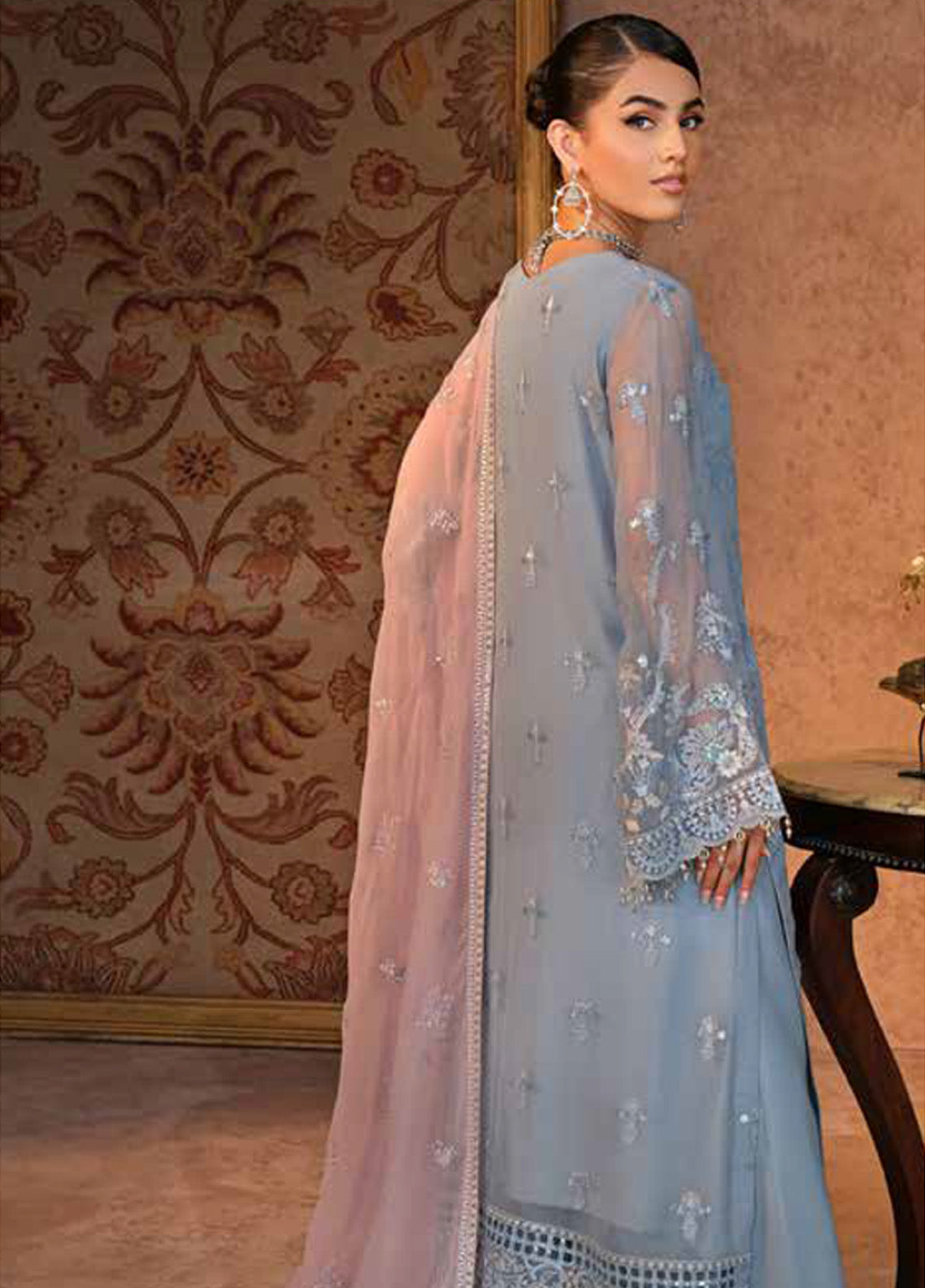 Zebaish by Lavish Premium Embroidered Chiffon Suits Unstitched 3 Piece - LP24ZC 09 AEGEAN Zebaish by Lavish Premium Embroidered Chiffon Suits Unstitched 3 Piece - LP24ZC 09 AEGEAN