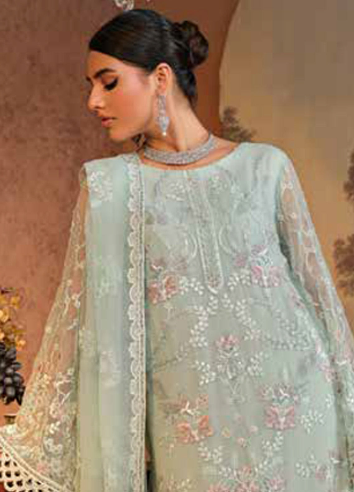 Zebaish by Lavish Premium Embroidered Chiffon Suits Unstitched 3 Piece - LP24ZC 10 PISTACHIO Zebaish by Lavish Premium Embroidered Chiffon Suits Unstitched 3 Piece - LP24ZC 10 PISTACHIO
