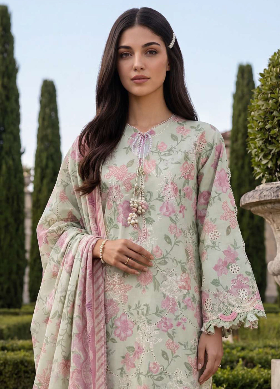 Zellbury Chikankari Embroidered Cotton 3 Piece Unstitched Suit WUS26E34098 Zellbury Chikankari Embroidered Cotton 3 Piece Unstitched Suit WUS26E34098