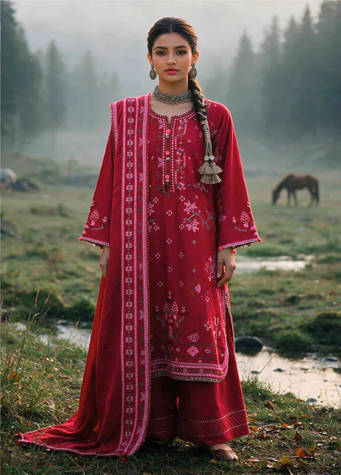 Zellbury Embroidered Khaddar 3 Piece Unstitched Dress WUWQ1E30347 Red Zellbury Embroidered Khaddar 3 Piece Unstitched Dress WUWQ1E30347 Red