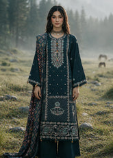 Zellbury Embroidered Khaddar 3 Piece Unstitched Suit WUWQ1E30335 Teal Green