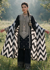 Zellbury Embroidered Khaddar 3 Piece Unstitched Suit WUWQ1E30336 Black
