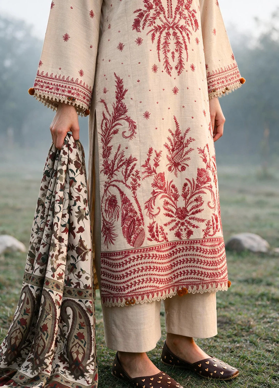 Zellbury Embroidered Khaddar 3 Piece Unstitched Suit WUWQ1E30338 Beige Zellbury Embroidered Khaddar 3 Piece Unstitched Suit WUWQ1E30338 Beige