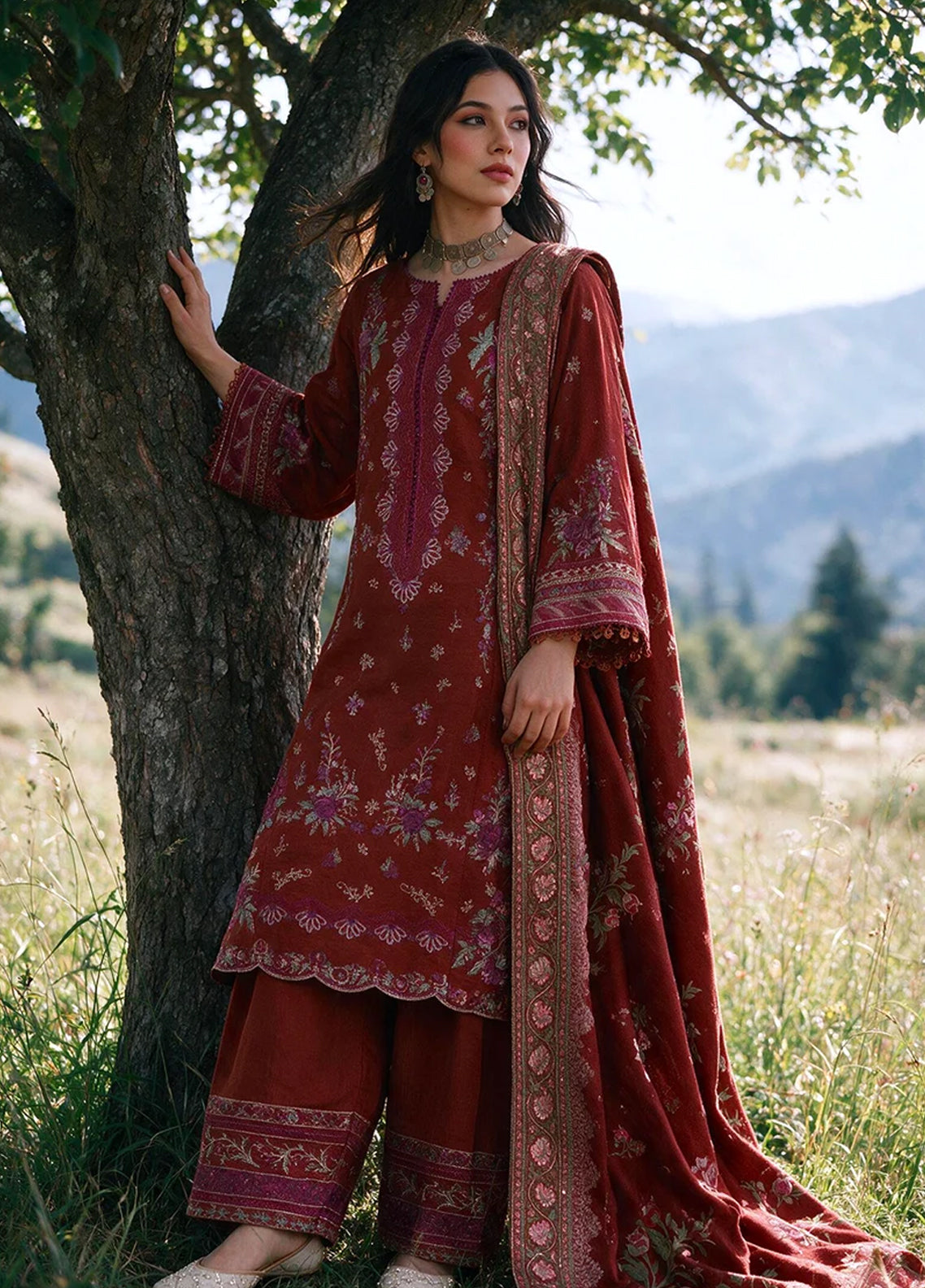 Zellbury Embroidered Khaddar 3 Piece Unstitched Suit WUWQ1E30339 Rust Zellbury Embroidered Khaddar 3 Piece Unstitched Suit WUWQ1E30339 Rust