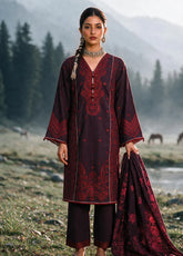 Zellbury Embroidered Khaddar 3 Piece Unstitched Suit WUWQ1E30340 Maroon