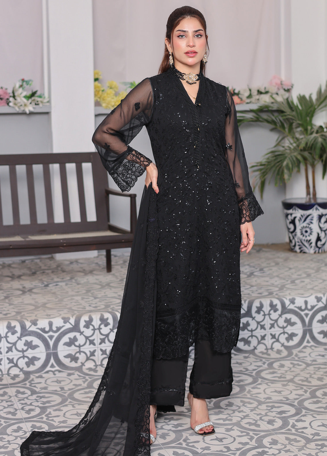 Zenia by Fine Textile Embroidered Chiffon Suits Unstitched 3 Piece - FT25ZC 01 Zenia by Fine Textile Embroidered Chiffon Suits Unstitched 3 Piece - FT25ZC 01