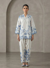 Zyrae Printed Lawn 2 Piece Stitched Shirt Trouser ZYR26C3PL D-WHITE & BLUE