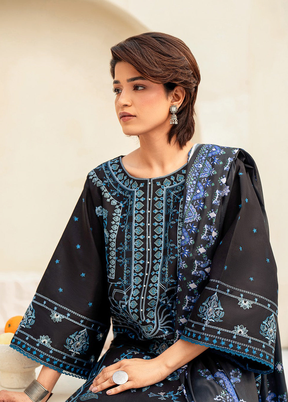 Aaina By Bin Ilyas Embroidered Lawn 3 Piece Unstitched Suit BI25SE D-87A Aaina By Bin Ilyas Embroidered Lawn 3 Piece Unstitched Suit BI25SE D-87A