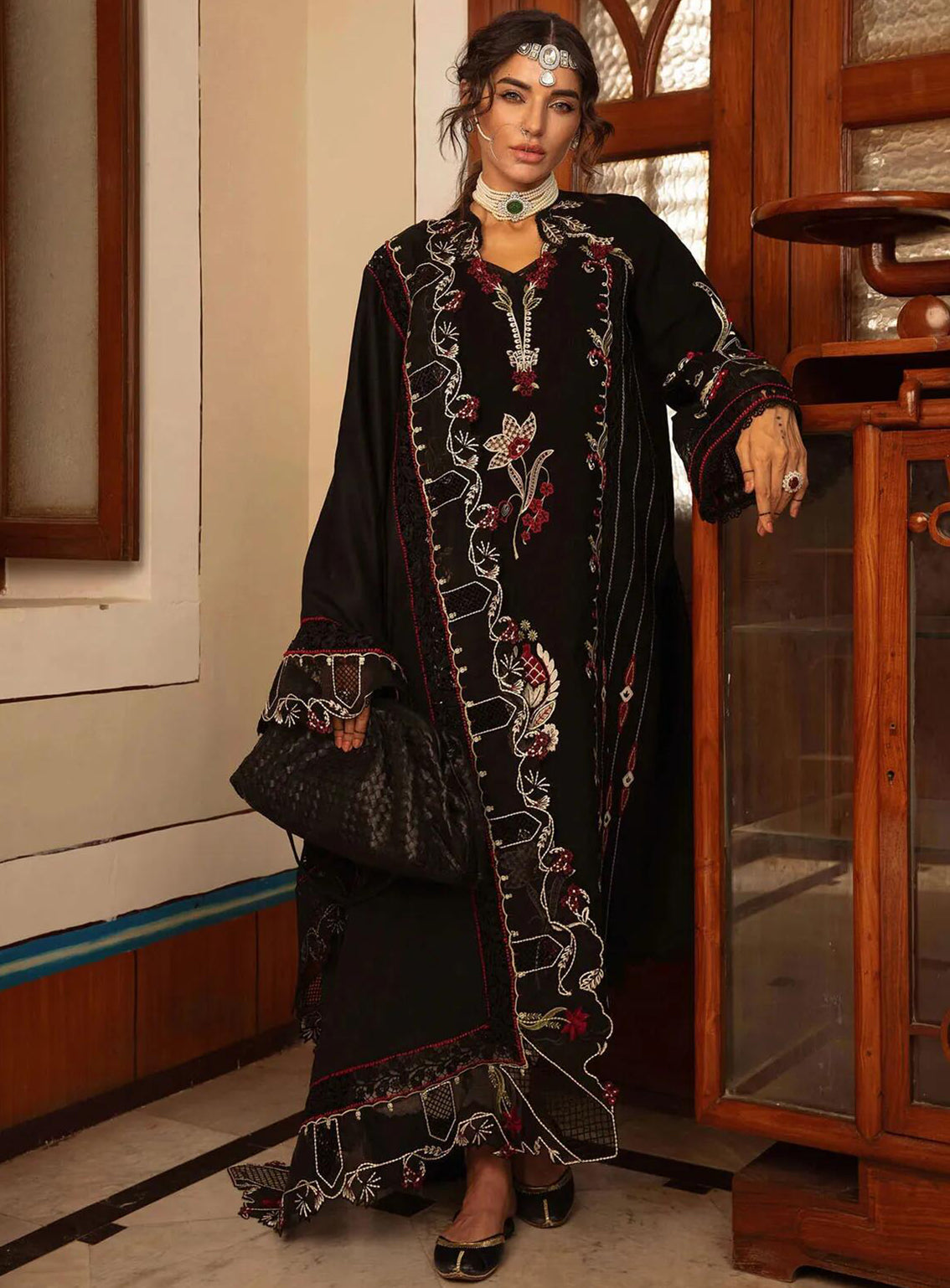 Aaleen By Crimson Embroidered Karandi 3 Piece Unstitched Suit CSS24AW D-05 MEENAKARI Aaleen By Crimson Embroidered Karandi 3 Piece Unstitched Suit CSS24AW D-05 MEENAKARI