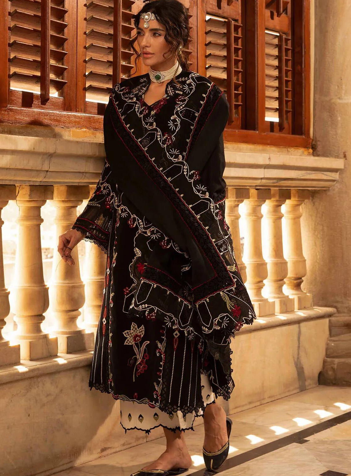 Aaleen By Crimson Embroidered Karandi 3 Piece Unstitched Suit CSS24AW D-05 MEENAKARI Aaleen By Crimson Embroidered Karandi 3 Piece Unstitched Suit CSS24AW D-05 MEENAKARI