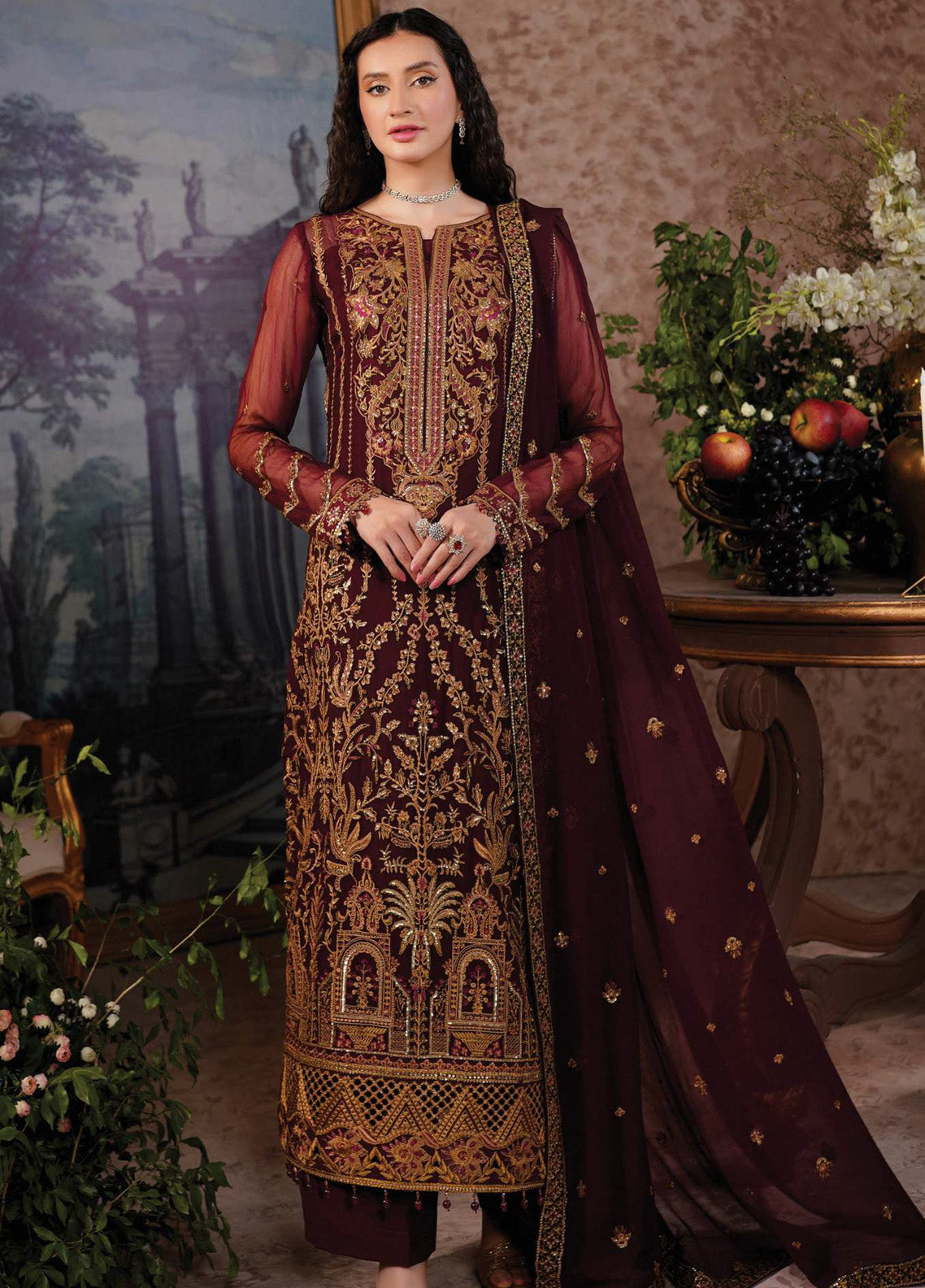 Aarzu By Maryam's Embroidered Chiffon 3 Piece Unstitched Suit MY24A ZIYA-A-8010 Aarzu By Maryam's Embroidered Chiffon 3 Piece Unstitched Suit MY24A ZIYA-A-8010