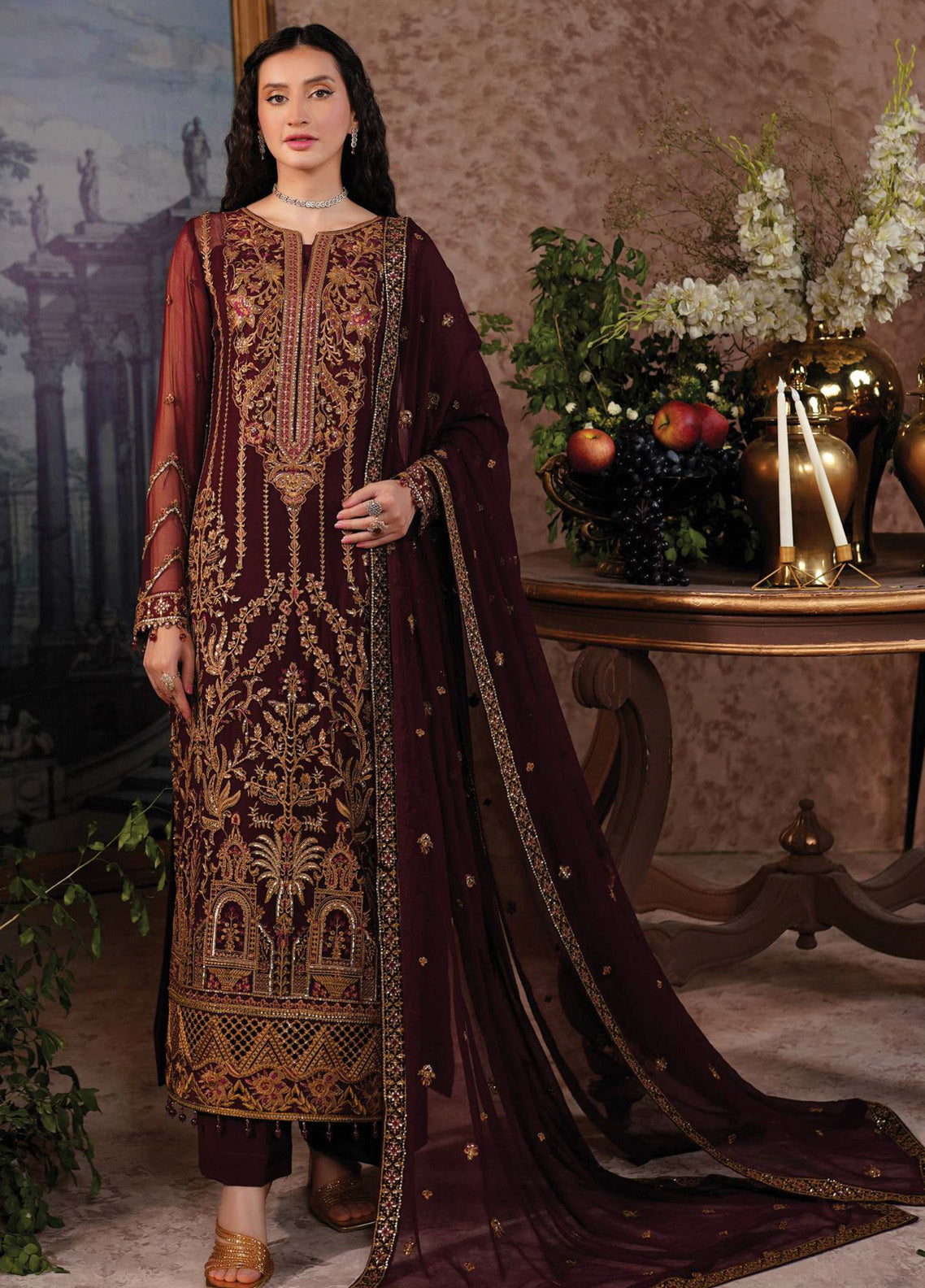Aarzu By Maryam's Embroidered Chiffon 3 Piece Unstitched Suit MY24A ZIYA-A-8010 Aarzu By Maryam's Embroidered Chiffon 3 Piece Unstitched Suit MY24A ZIYA-A-8010