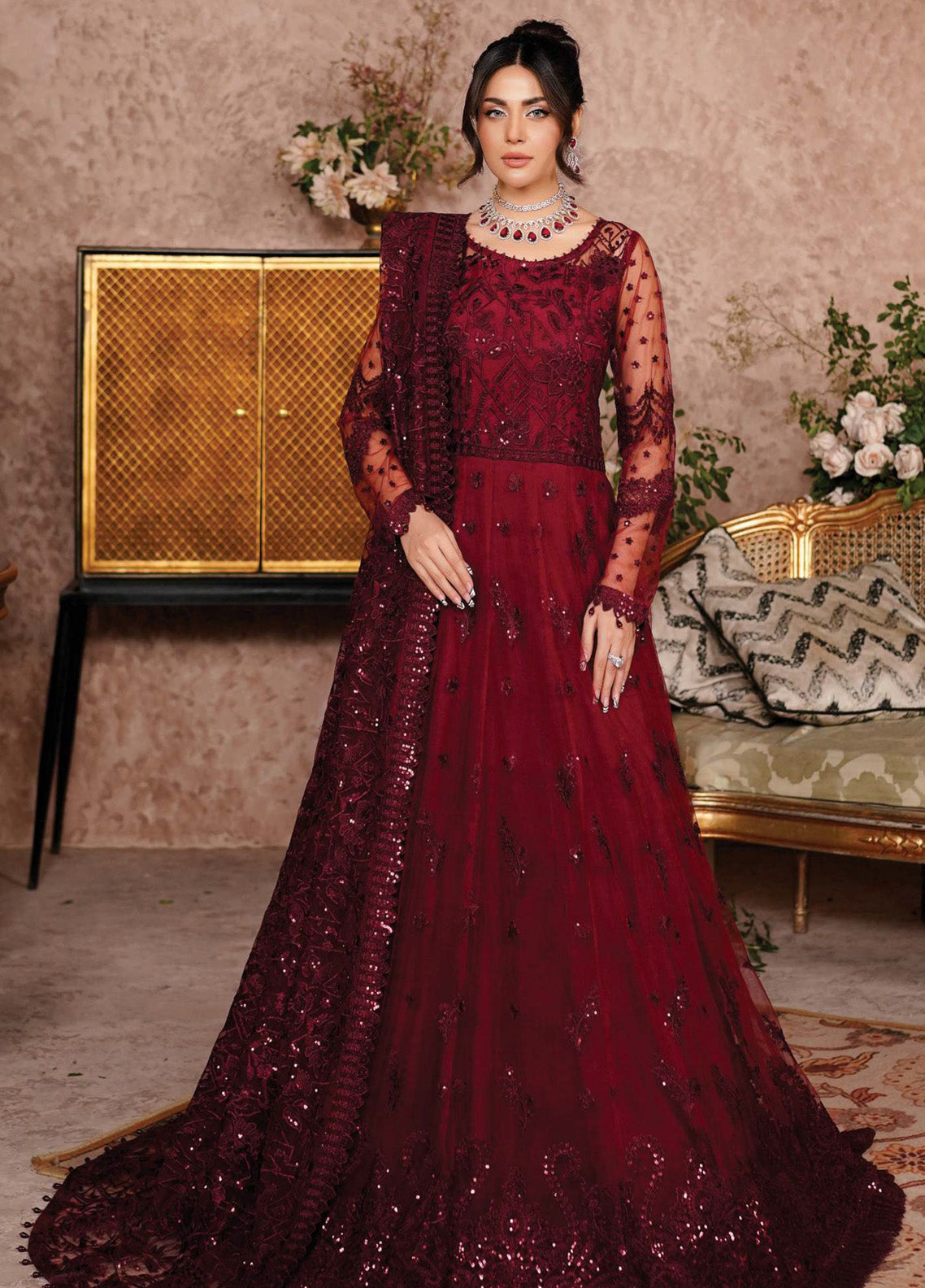Aarzu By Maryam's Embroidered Net 3 Piece Unstitched Suit MY24A ARIELLA-A-8001 Aarzu By Maryam's Embroidered Net 3 Piece Unstitched Suit MY24A ARIELLA-A-8001
