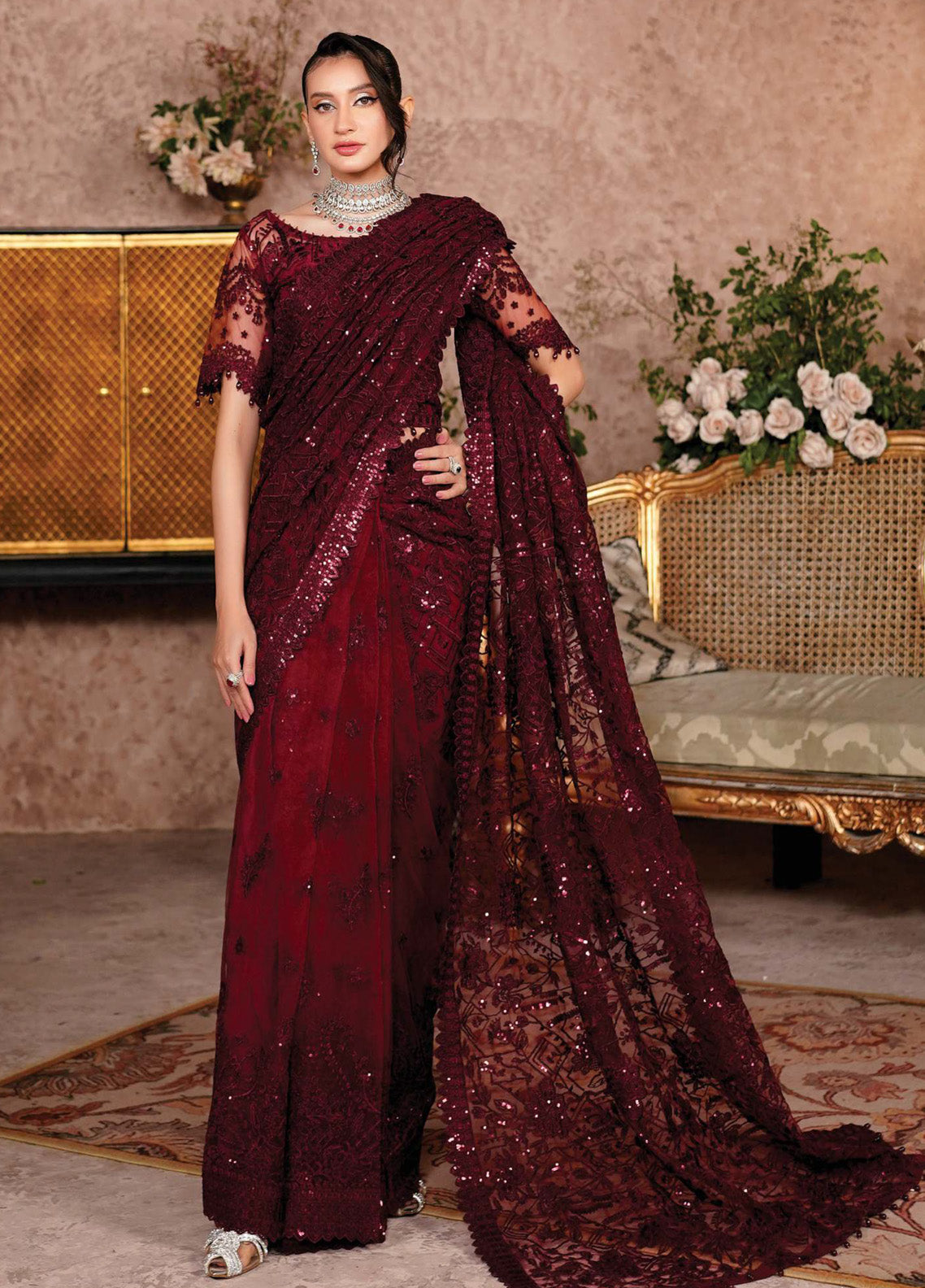 Aarzu By Maryam's Embroidered Net 3 Piece Unstitched Suit MY24A ARIELLA-A-8001 Aarzu By Maryam's Embroidered Net 3 Piece Unstitched Suit MY24A ARIELLA-A-8001