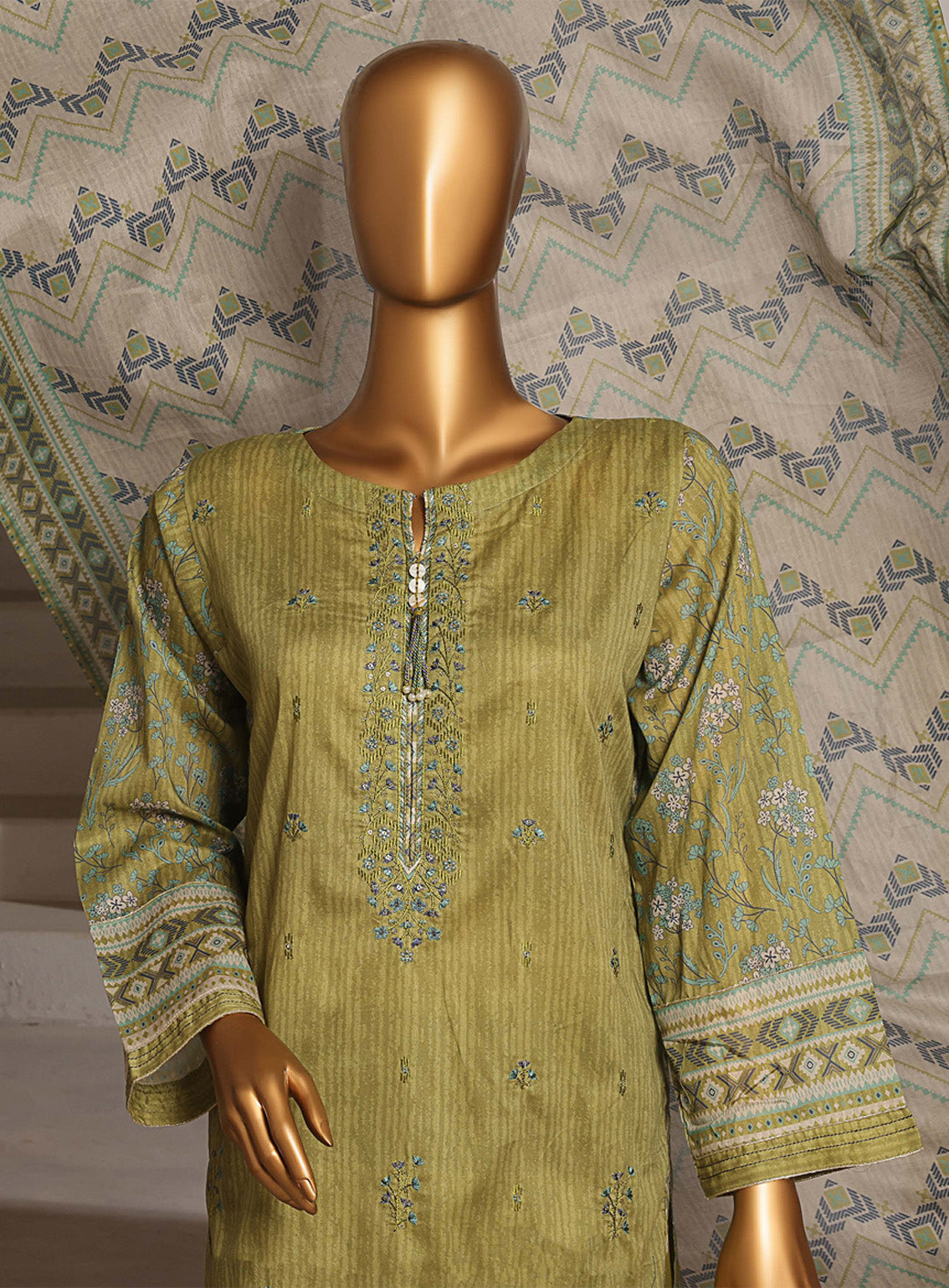 Aashkaar By HZ Textile Embroidered Lawn 3 Piece Stitched Suit HZ25AV4 EPL-013 PARROT GREEN Aashkaar By HZ Textile Embroidered Lawn 3 Piece Stitched Suit HZ25AV4 EPL-013 PARROT GREEN