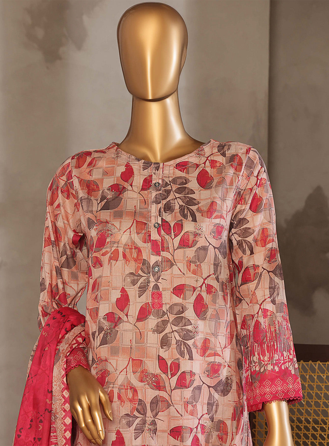 Aashkaar By HZ Textile Embroidered Lawn 3 Piece Stitched Suit HZ25AV4 EPL-016 PEACH HUES Aashkaar By HZ Textile Embroidered Lawn 3 Piece Stitched Suit HZ25AV4 EPL-016 PEACH HUES