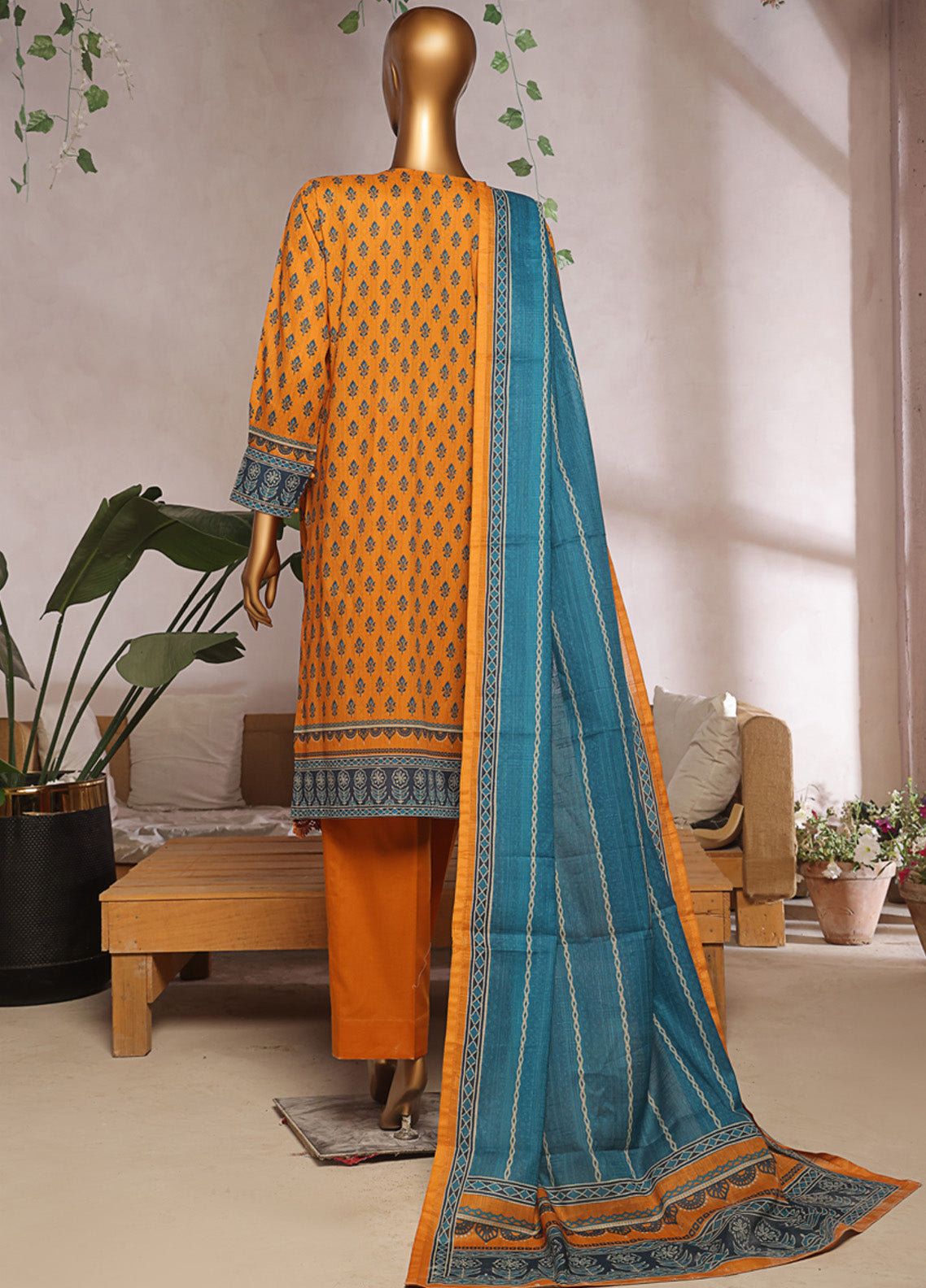 Aashkaar By HZ Textile Embroidered Lawn 3 Piece Stitched Suit HZ25AV5 EPL-002 MUSTARD BLUE Aashkaar By HZ Textile Embroidered Lawn 3 Piece Stitched Suit HZ25AV5 EPL-002 MUSTARD BLUE