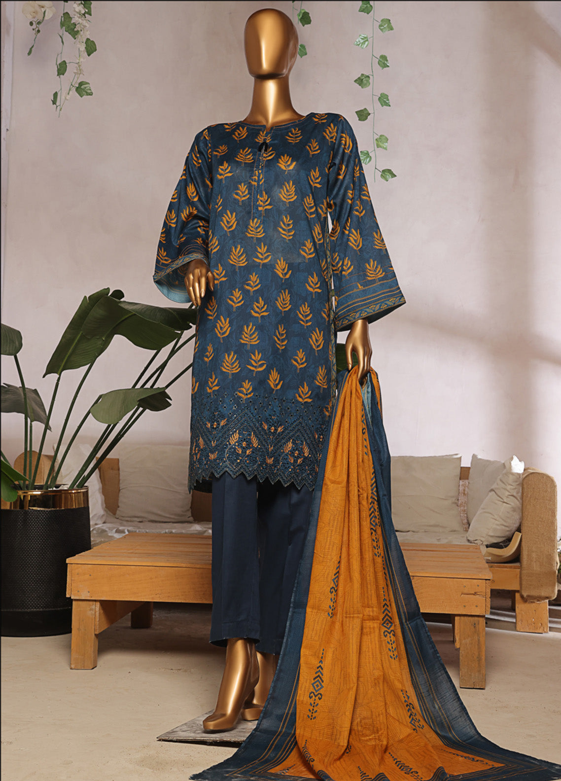 Aashkaar By HZ Textile Embroidered Lawn 3 Piece Stitched Suit HZ25AV5 EPL-004 TROPICAL BLUE Aashkaar By HZ Textile Embroidered Lawn 3 Piece Stitched Suit HZ25AV5 EPL-004 TROPICAL BLUE
