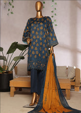 Aashkaar By HZ Textile Embroidered Lawn 3 Piece Stitched Suit HZ25AV5 EPL-004 TROPICAL BLUE