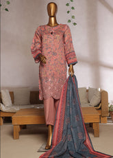 Aashkaar By HZ Textile Embroidered Lawn 3 Piece Stitched Suit HZ25AV5 EPL-007 TEA ROSE