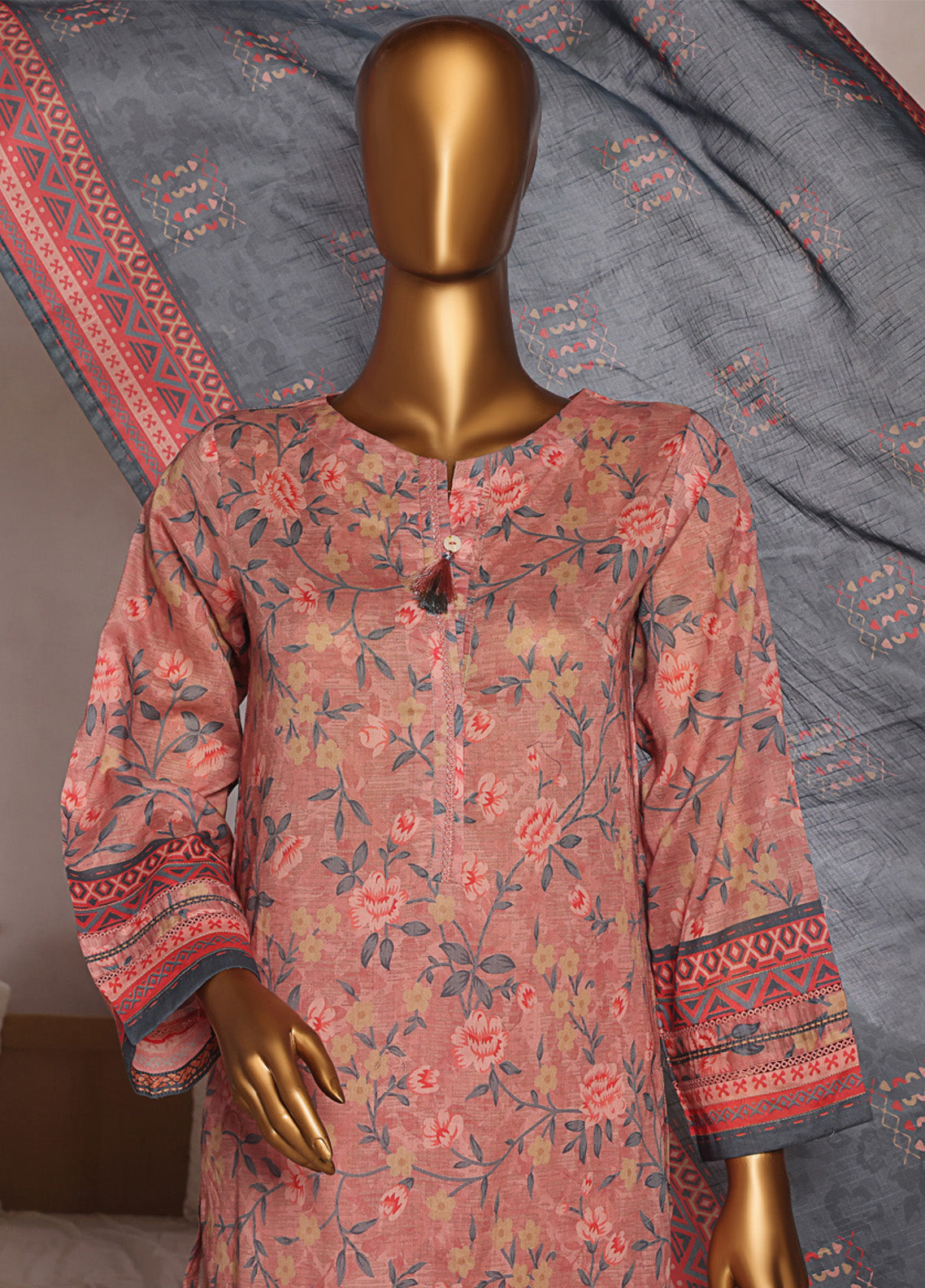 Aashkaar By HZ Textile Embroidered Lawn 3 Piece Stitched Suit HZ25AV5 EPL-007 TEA ROSE Aashkaar By HZ Textile Embroidered Lawn 3 Piece Stitched Suit HZ25AV5 EPL-007 TEA ROSE