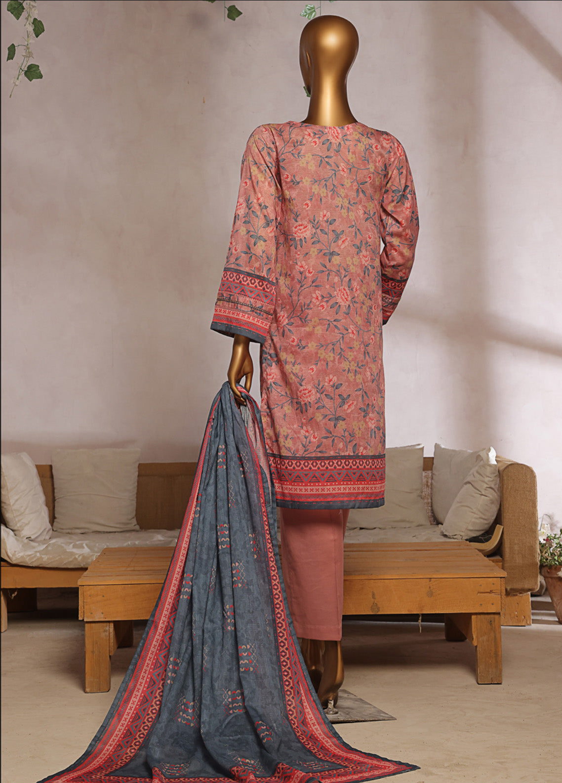 Aashkaar By HZ Textile Embroidered Lawn 3 Piece Stitched Suit HZ25AV5 EPL-007 TEA ROSE Aashkaar By HZ Textile Embroidered Lawn 3 Piece Stitched Suit HZ25AV5 EPL-007 TEA ROSE