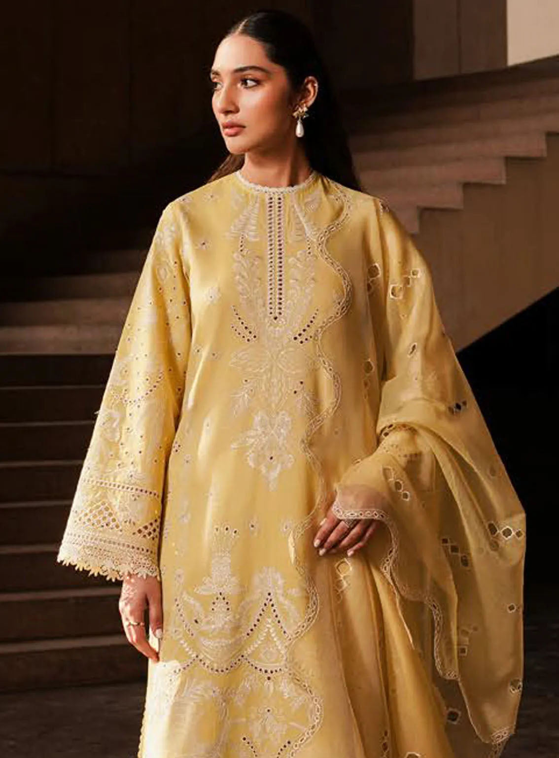 Afrozeh Festive Chikankari Lawn 3 Piece Unstitched Suit AF24CL CANARY Afrozeh Festive Chikankari Lawn 3 Piece Unstitched Suit AF24CL CANARY