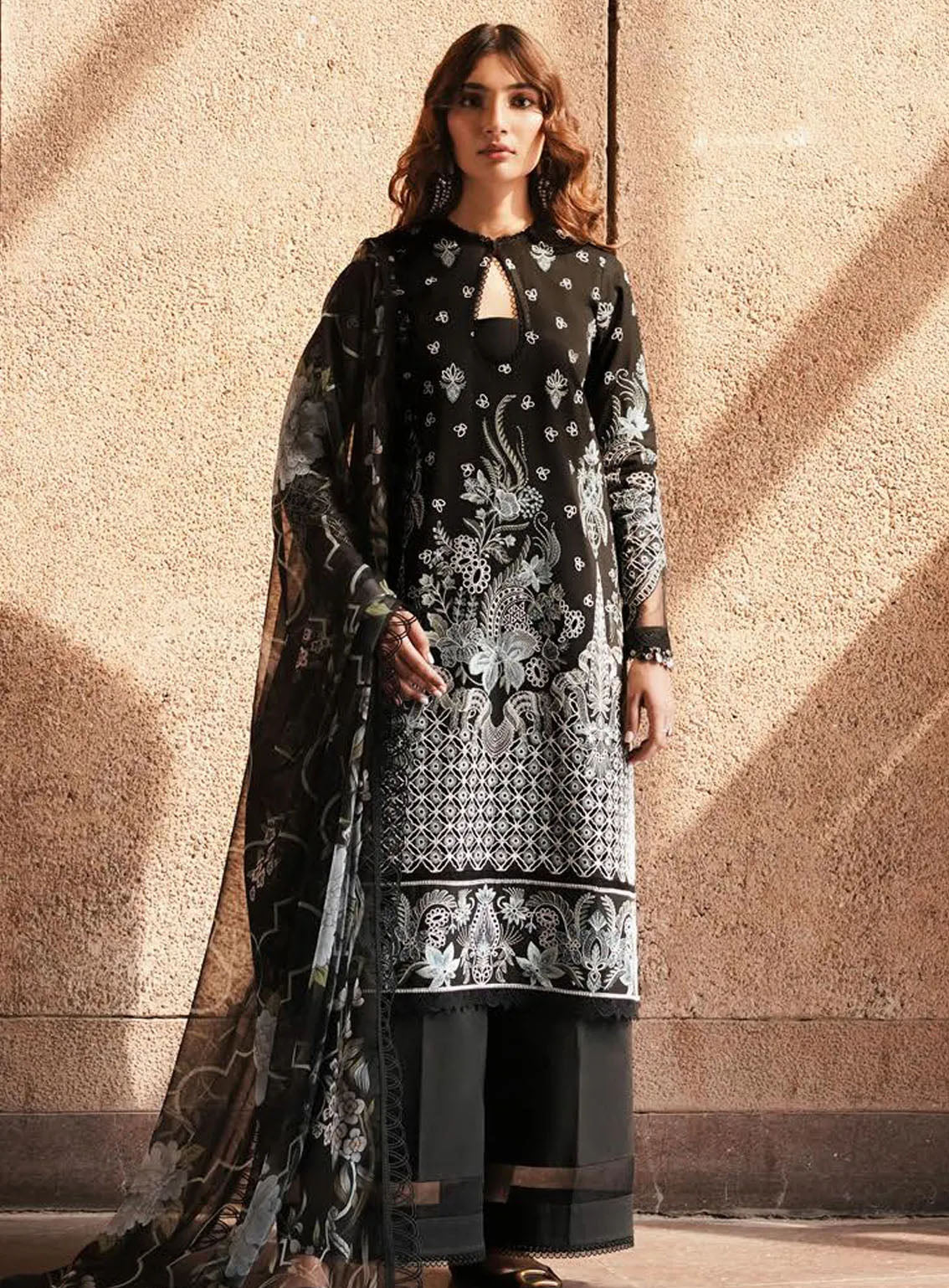 Afrozeh Festive Chikankari Lawn 3 Piece Unstitched Suit AF24CL CAVIAR Afrozeh Festive Chikankari Lawn 3 Piece Unstitched Suit AF24CL CAVIAR