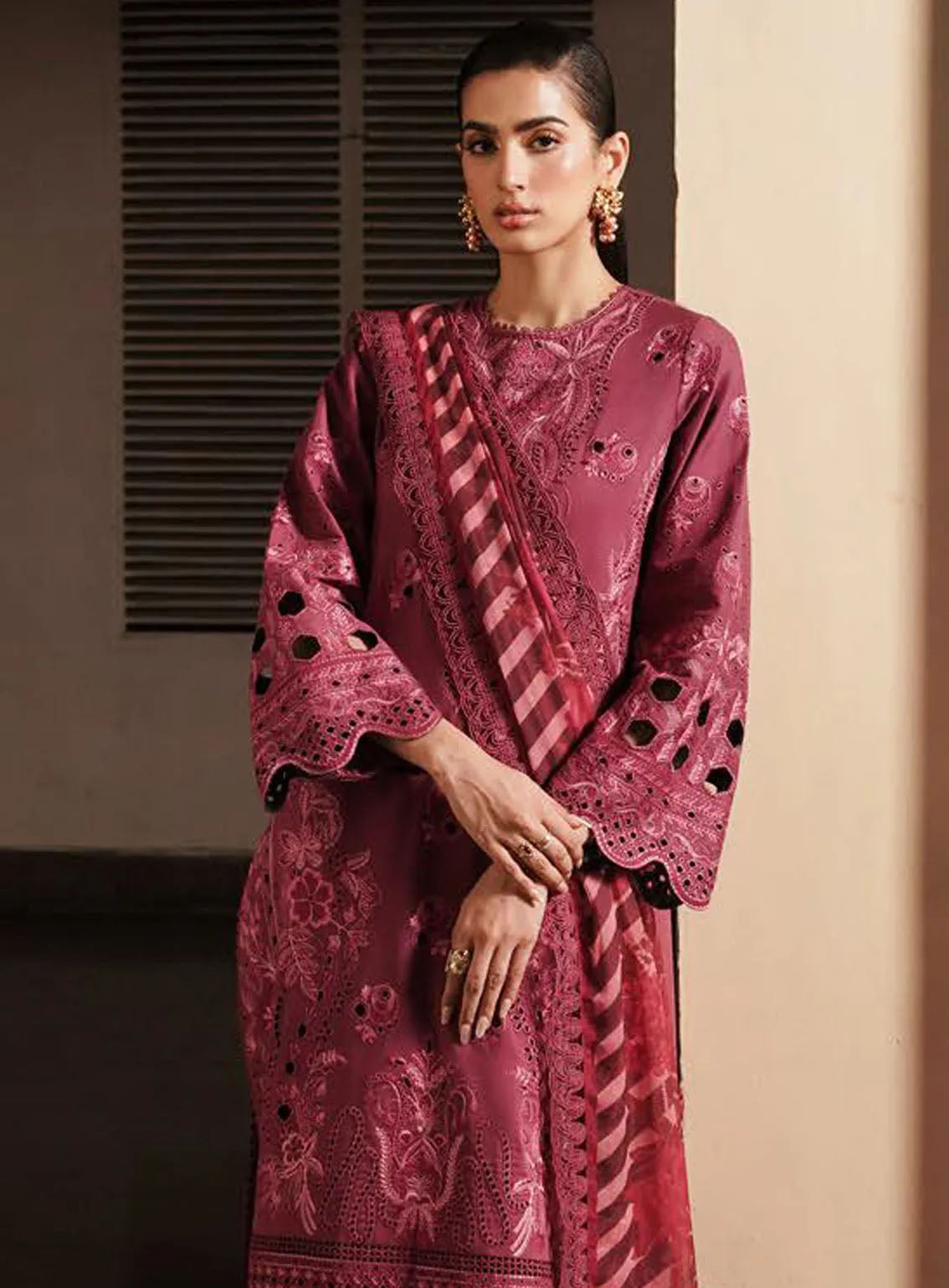 Afrozeh Festive Chikankari Lawn 3 Piece Unstitched Suit AF24CL CORDOVAN Afrozeh Festive Chikankari Lawn 3 Piece Unstitched Suit AF24CL CORDOVAN