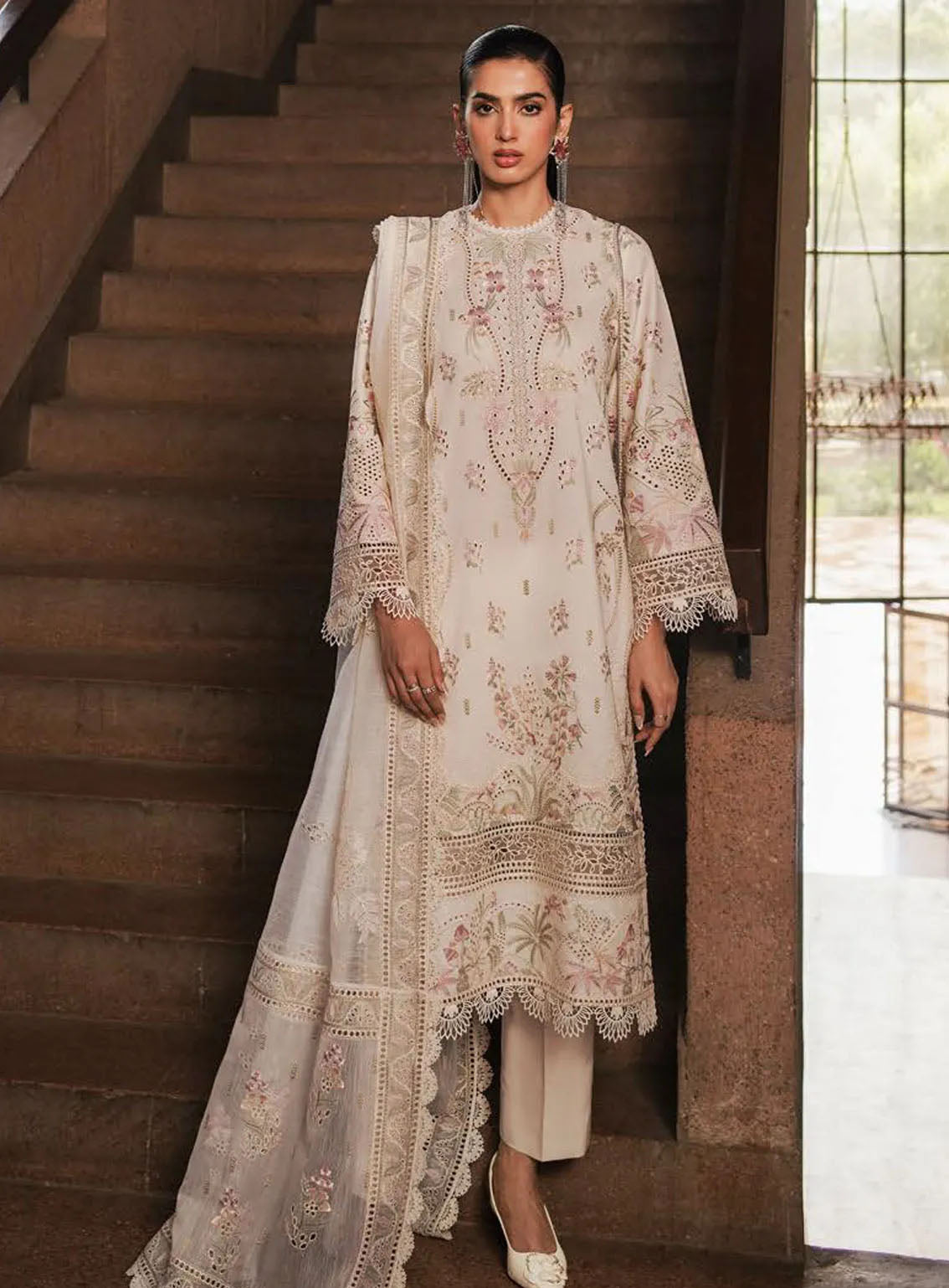 Afrozeh Festive Chikankari Lawn 3 Piece Unstitched Suit AF24CL GYPSUM Afrozeh Festive Chikankari Lawn 3 Piece Unstitched Suit AF24CL GYPSUM
